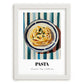 Pasta – on Striped Tablecloth, Italian Pasta Still Life, placed in minimal white frame
