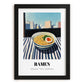 Ramen – Tokyo Skyline Café Scene, Japanese Pasta Wall Decor, in sleek black frame