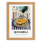 Quesadilla – White village Café on the Corner, Mexican Cheese Wall Art, set in oak frame