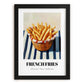 French Fries – on Striped Tablecloth, American Food Painting, in sleek black frame