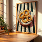 Onion Rings – on Striped Tablecloth, American Food Wall Art, clean layout with no caption
