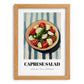 Caprese Salad – on Striped Tablecloth, Italian Food Print, set in oak frame