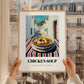Chicken Soup – White village Urban Café Scene, American Food Painting, styled in a charming Paris street view