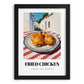 Fried Chicken – White village Urban Café Scene, American Food Poster, in sleek black frame