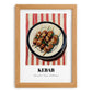 Kebab – on Striped Tablecloth, Turkish Food Painting, set in oak frame