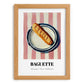 Baguette – on Striped Tablecloth, French Food Print, set in oak frame
