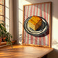 Cornbread – on Striped Tablecloth, American Pastry Print, clean layout with no caption