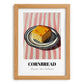 Cornbread – on Striped Tablecloth, American Pastry Print, set in oak frame