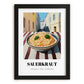 Sauerkraut – White village Outdoor Café Scene, German Food Painting, in sleek black frame