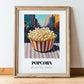 Popcorn – New York Street Café Scene, American Food Painting, in wooden frame leaning on the floor