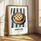 Apple Pie – on Striped Tablecloth, American Dessert Print 