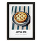 Apple Pie – on Striped Tablecloth, American Dessert Print, in sleek black frame
