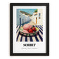Sorbet – White village Urban Café Scene, French Ice Cream Illustration, in sleek black frame