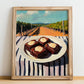 Brownies – Hilltop Café Scene, American Dessert Poster, no-text version framed in wood