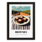 Brownies – Hilltop Café Scene, American Dessert Poster, in sleek black frame
