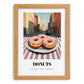 Donuts – New York Street Café Scene, American Pastry Print, set in oak frame