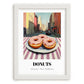 Donuts – New York Street Café Scene, American Pastry Print, placed in minimal white frame