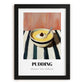 Pudding – on Striped Tablecloth, British Dessert Poster, in sleek black frame