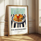 Pancakes With Syrup – on Striped Tablecloth, American Pastry Wall Decor 