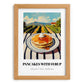 Pancakes With Syrup – Hilltop Table Scene, American Pastry Still Life, set in oak frame