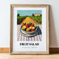 Fruit Salad – Hilltop Table Scene, American Food Wall Decor, in wooden frame leaning on the floor