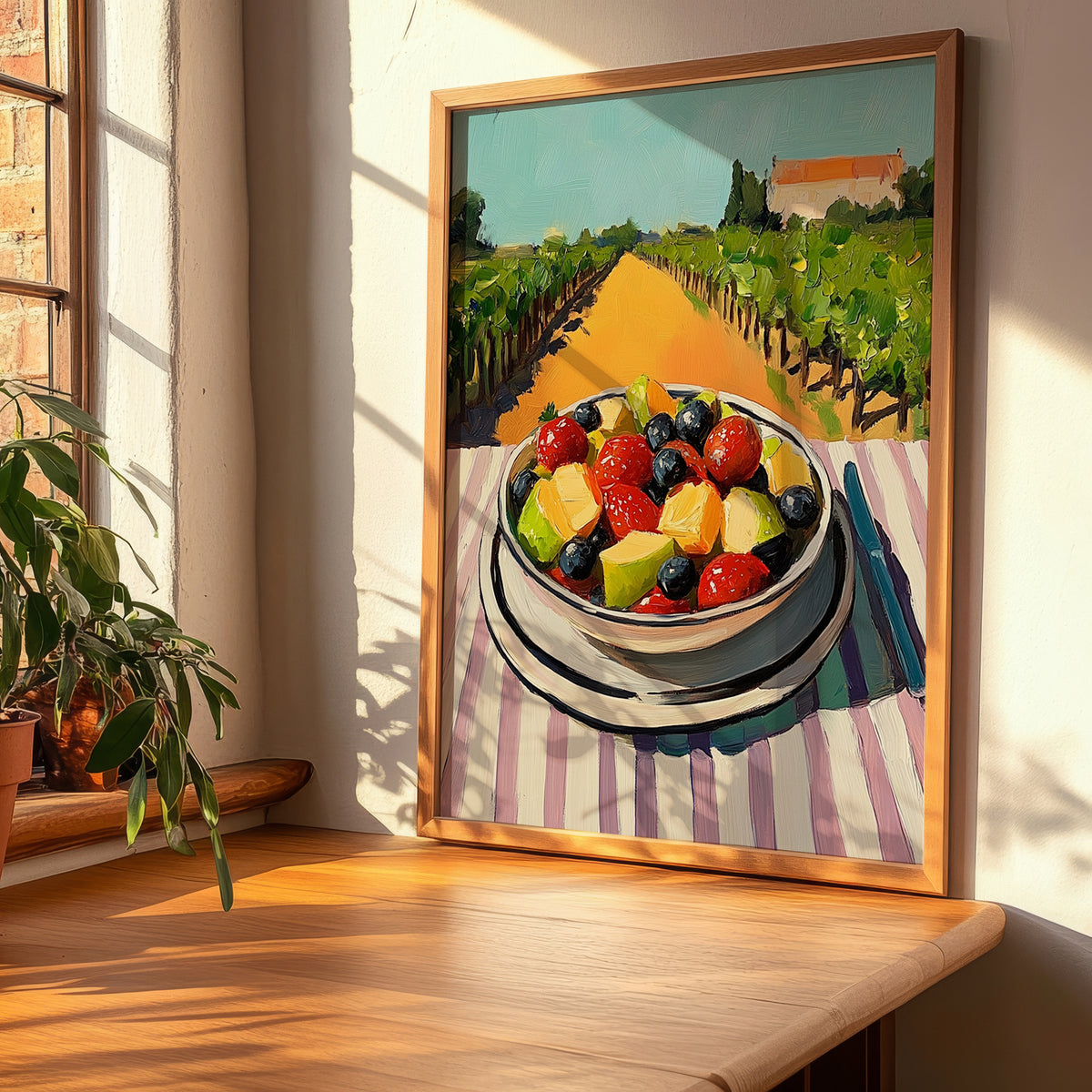 Fruit Salad – Hilltop Table Scene, American Food Wall Decor, clean layout with no caption