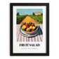 Fruit Salad – Hilltop Table Scene, American Food Wall Decor, in sleek black frame