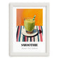 Smoothie – on Striped Tablecloth, American Drink Print, placed in minimal white frame
