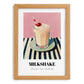 Milkshake – on Striped Tablecloth, American Drink Illustration, set in oak frame