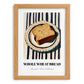 Whole Wheat Bread – on Striped Tablecloth, American Food Wall Art, set in oak frame
