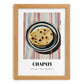 Chapati – on Striped Tablecloth, Indian Food Wall Decor, set in oak frame