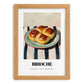 Brioche – on Striped Tablecloth, French Pastry Painting, set in oak frame
