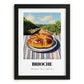 Brioche – Hillside Café View, French Pastry Wall Decor, in sleek black frame