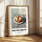 Pretzel Bread – on Striped Tablecloth, German Pastry Still Life 