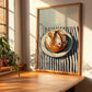 Pretzel Bread – on Striped Tablecloth, German Pastry Still Life, clean layout with no caption