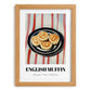 English Muffin – on Striped Tablecloth, British Pastry Still Life, set in oak frame