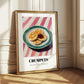 Crumpets – on Striped Tablecloth, British Pastry Wall Decor 
