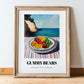 Gummy Bears – Coastal Café Moment, German Dessert Wall Decor, in wooden frame leaning on the floor