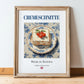 Cremeschnitte – Austrian Dessert Dish, Café Illustration, in wooden frame leaning on the floor