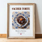 Sacher-Torte – Austrian Dessert Dish, Brasserie Illustration, in wooden frame leaning on the floor
