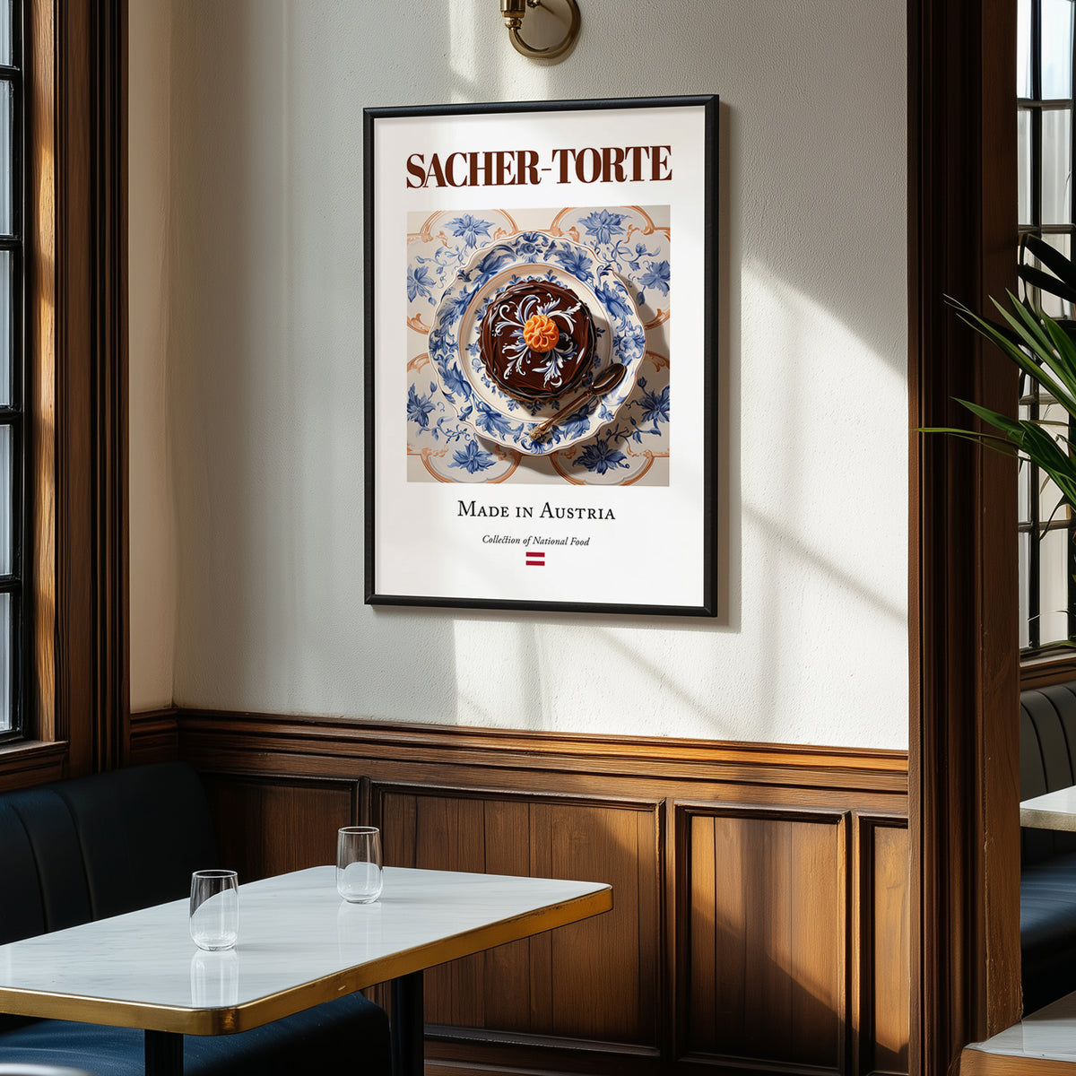 Sacher-Torte – Austrian Dessert Dish, Brasserie Illustration, clean layout with no caption