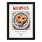 Krapfen – Austrian Dessert Dish, Bistro Illustration, in sleek black frame