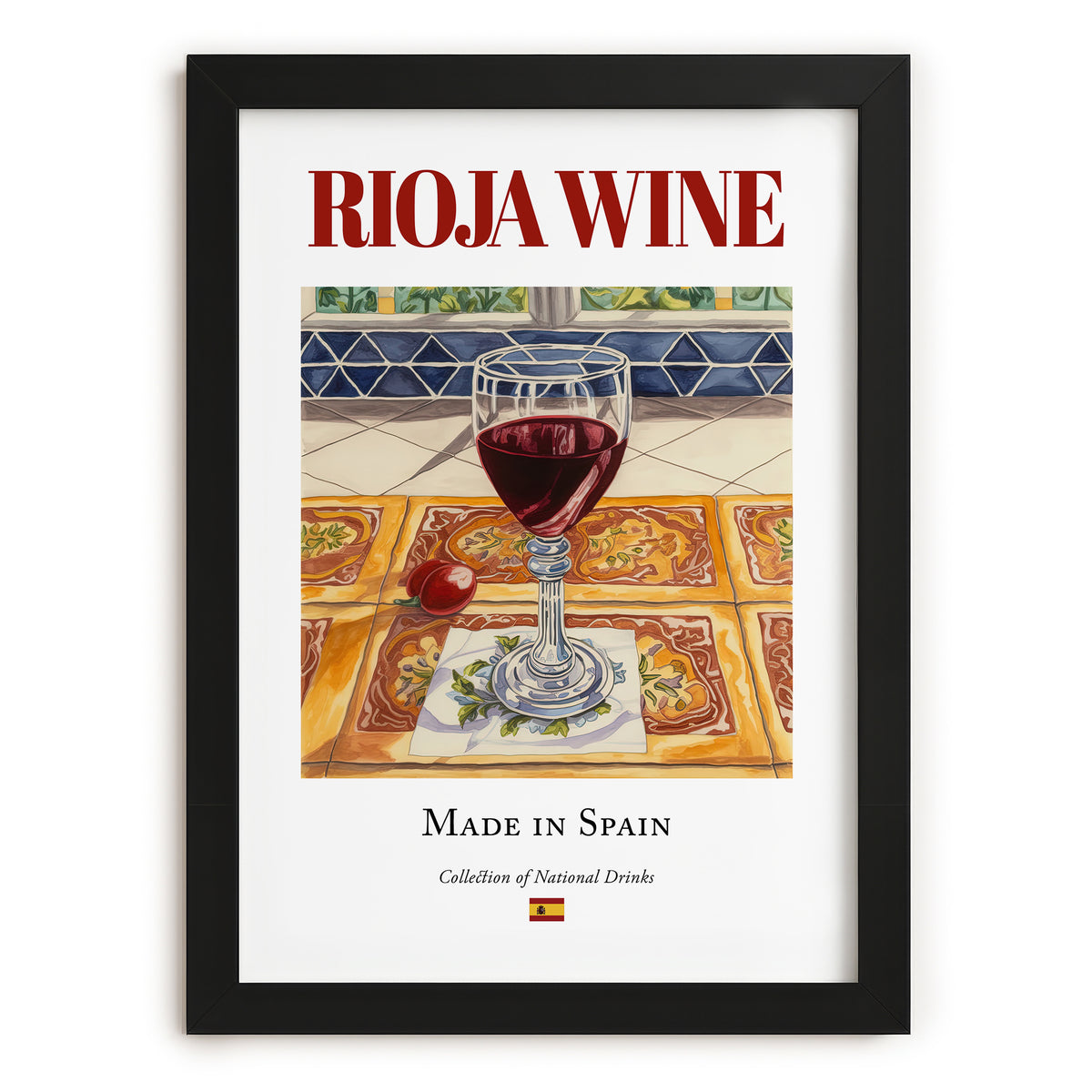 Rioja wine – Spanish Red Wine, Tasting Room Poster, in sleek black frame
