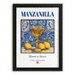 Manzanilla – Spanish Dessert Wine, Wine Bar Illustration, in sleek black frame