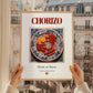 Chorizo – Spanish Meat Dish, Restaurant Poster, styled in a charming Paris street view