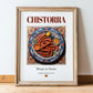 Chistorra – Spanish Meat Dish, Food Bar Print, in wooden frame leaning on the floor