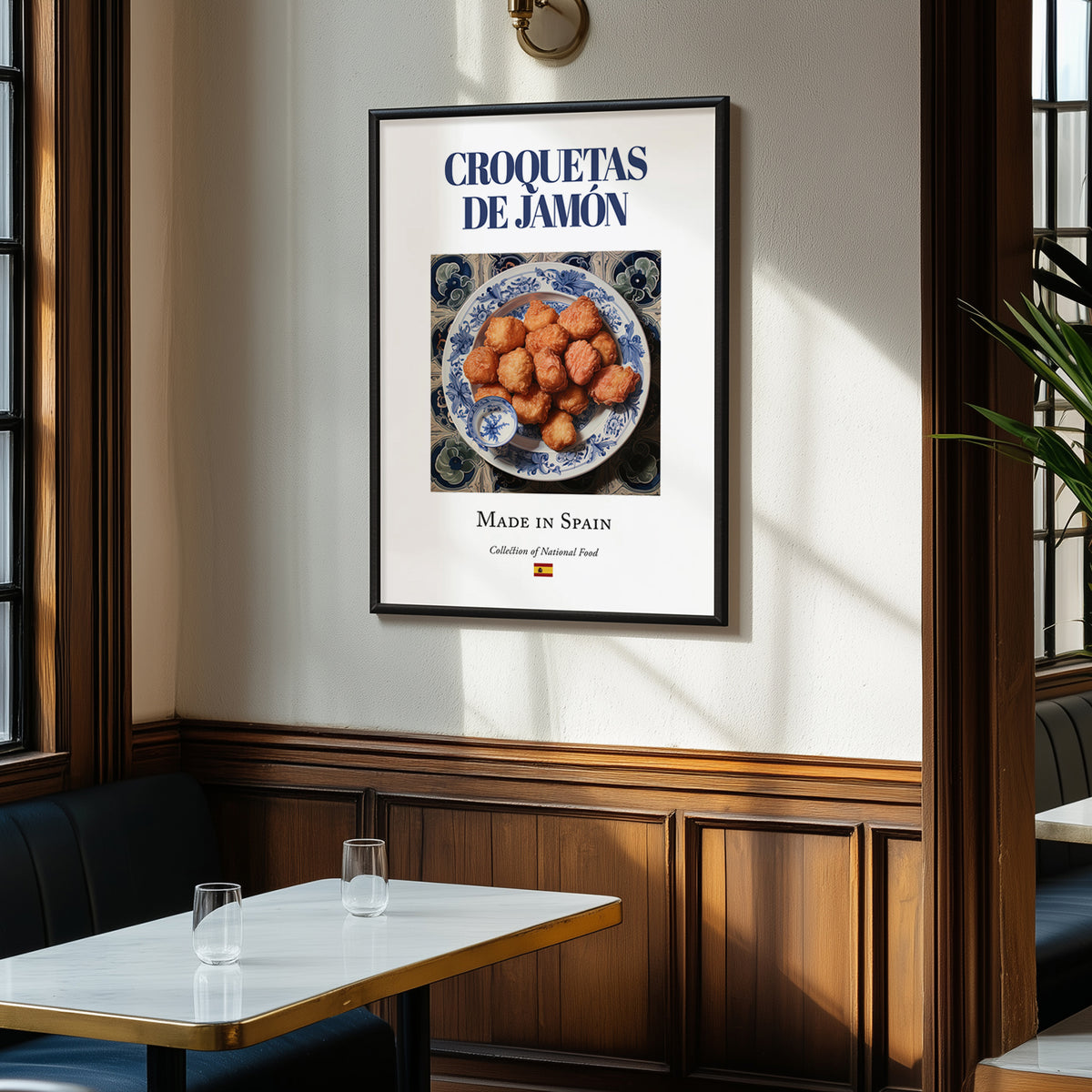 Croquetas de Jamón – Spanish Snack Dish, Tavern Illustration, clean layout with no caption