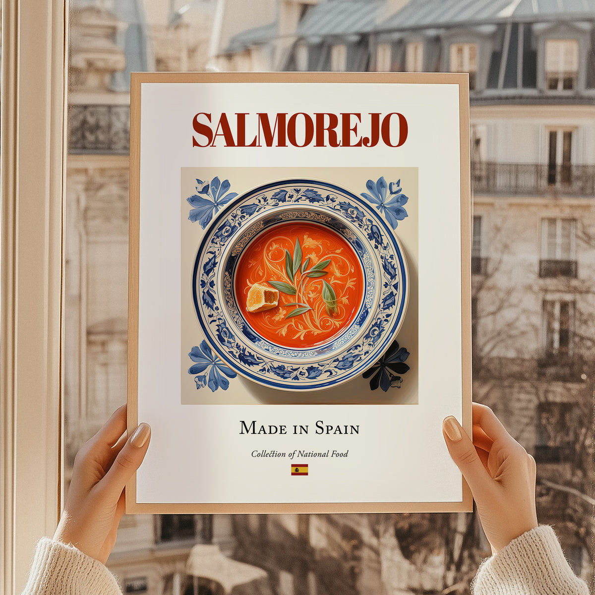 Salmorejo – Spanish Soup Dish, Bistro Still Life, styled in a charming Paris street view