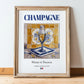 Champagne – French Sparkling Wine, Tasting Room Still Life, in wooden frame leaning on the floor
