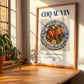 Coq au vin – French Stew Dish, Tavern Poster, no-text version framed in wood